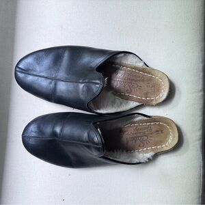 Sabah Shearling Black Leather Babas, size 41M